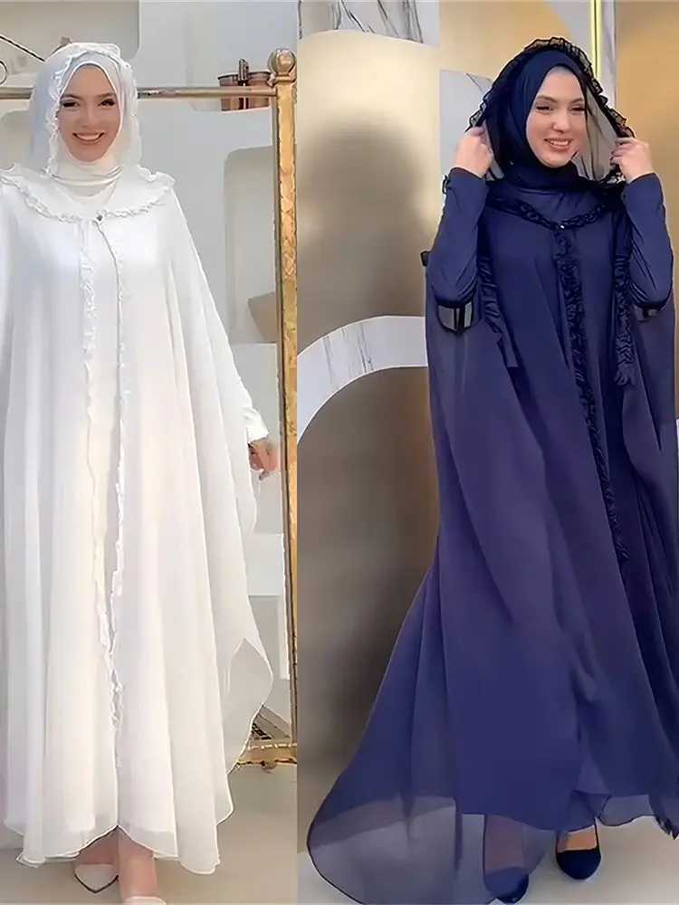 Ramadan Chiffon Muslim 2 Piece Khimar Abaya Set Islam Hijab Dress African Dresses For Women Ka Robe Femme Musulmane Kaftan X250514