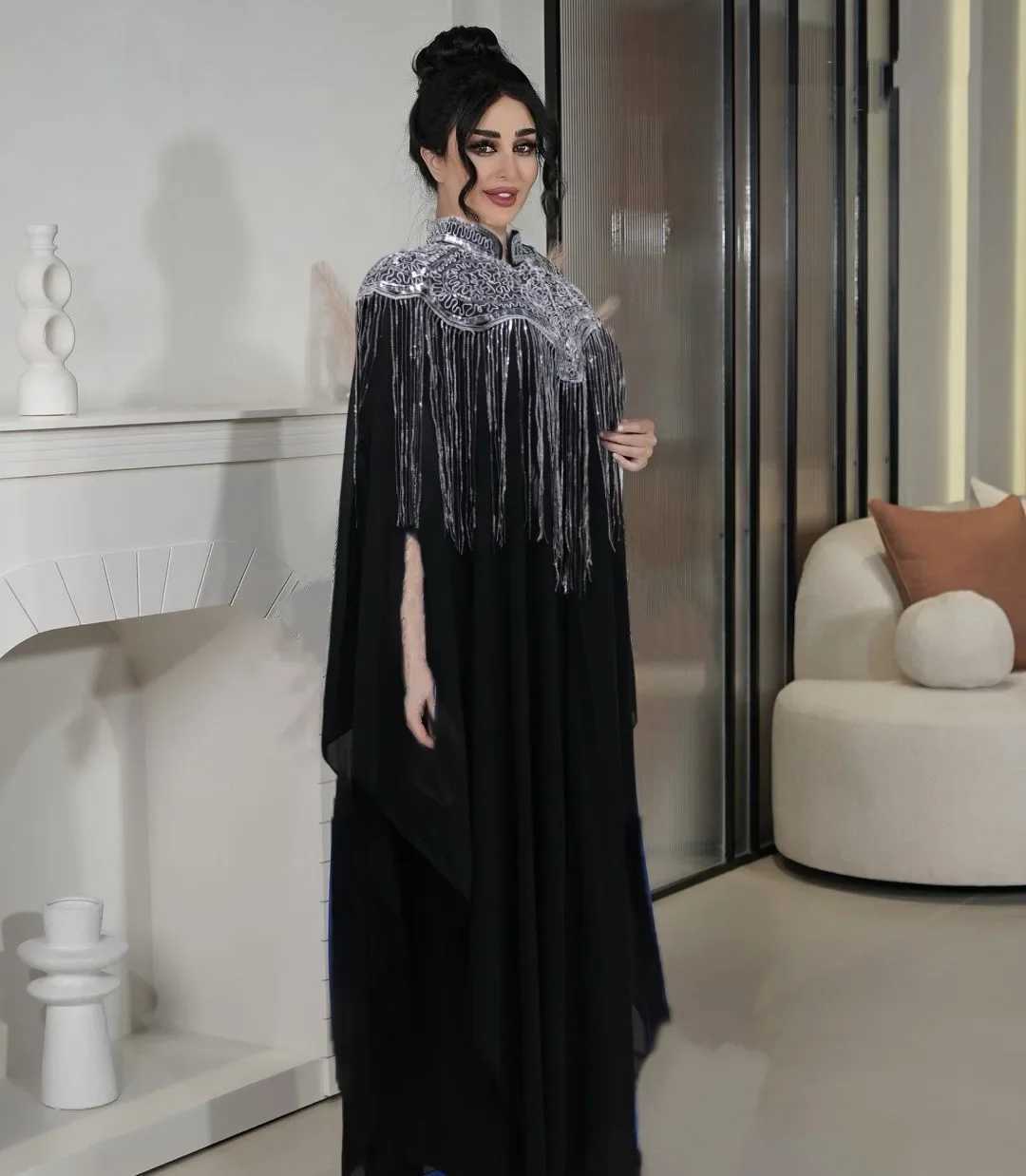 2pcs Muslim Sets For Women Sequin Tassel Evening Party Dress Dubai Abaya Eid Djellaba Morocco Kaftan Femme Jalabiya Vestido Robe X250514