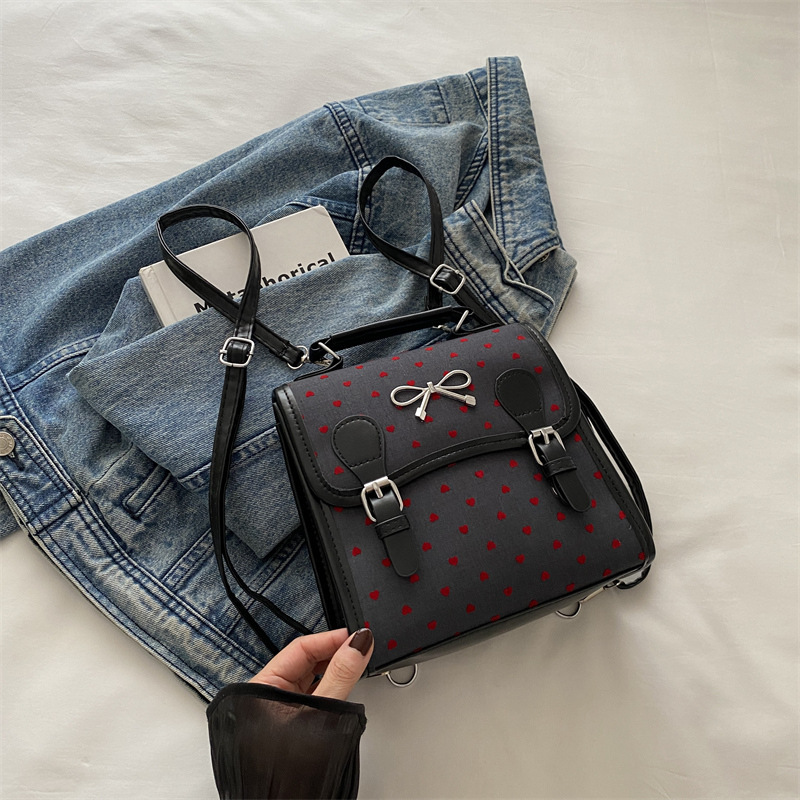 Free Delivery Designer Bag Leisure And Fashion Hand Women's 2025 New Korean Version Bow Canvas Student Backpack Luxury Bag