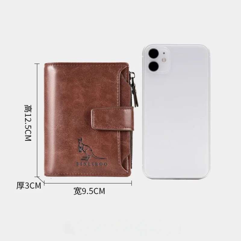 Fashion Men's Coin Purse RFID Blocking Man PU Leather Zipper Business Card Holder Money Bag Wallet for Male