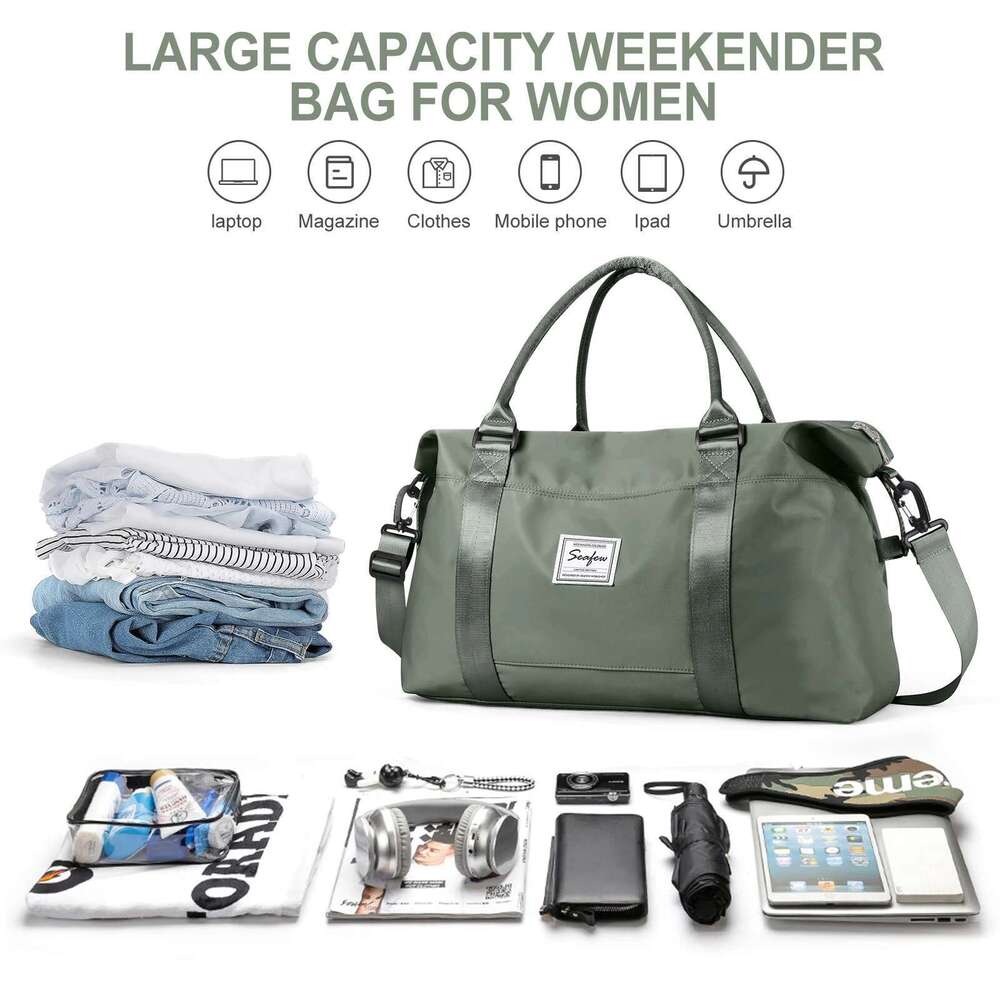 Travel Duffel Shoulder Weekender Overnight For Women,Travel Tote Sports Gym Bag With Wet Pocket