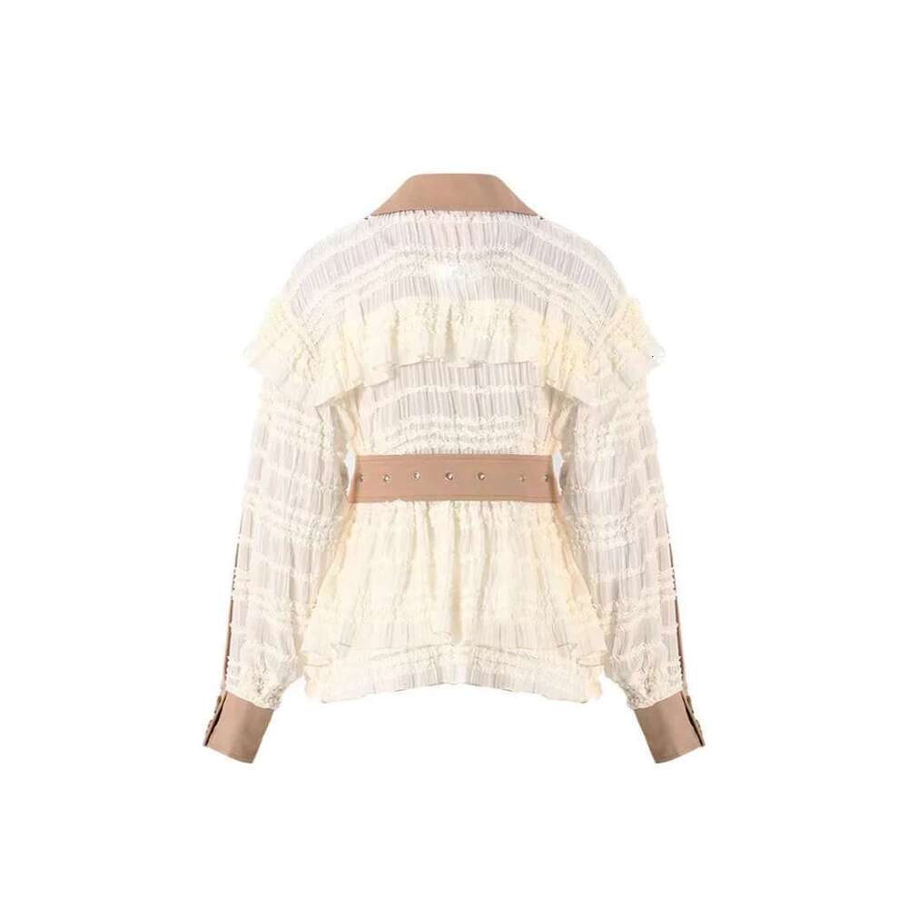 Getspring Women Trench Coat 2024 Autumn Double Breasted Belt Lace Ed Female Windbreaker Fashion All Match Short Ladies Top
