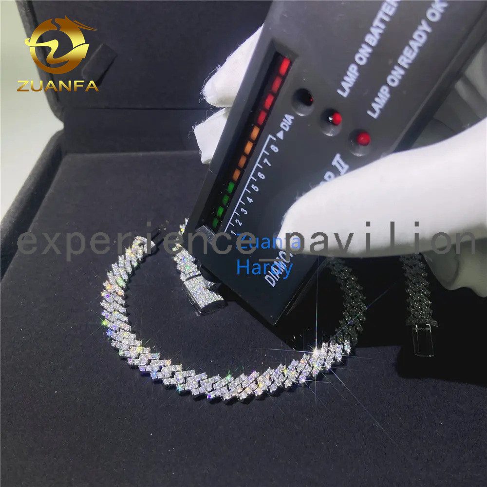 Wholesale Price 8mm Hip Hop Cuban Bracelet Luxury Custom Jewelry Iced Out Diamond Moissanite Cuban Link Bracelet