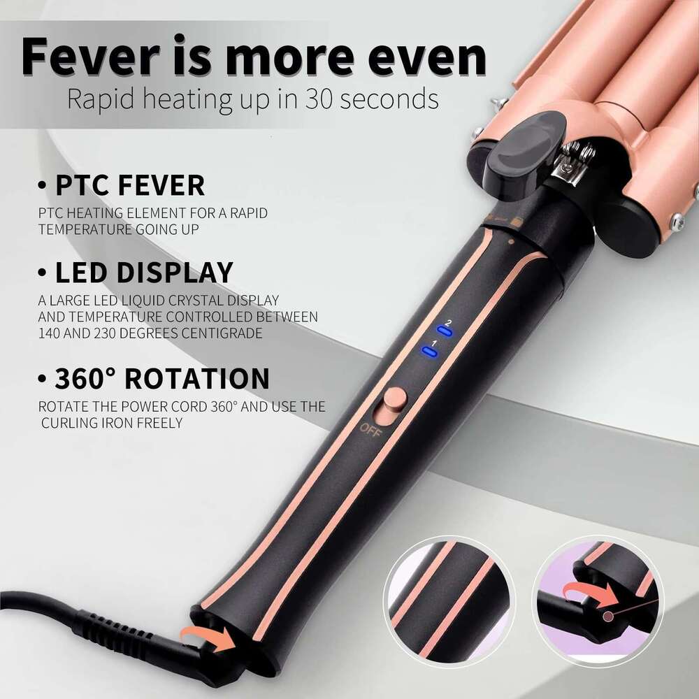 Professional Set 5 in 1 Waver Curling Iron Interchangeable Triple Barrel and Electric Brushes for Hair Tools