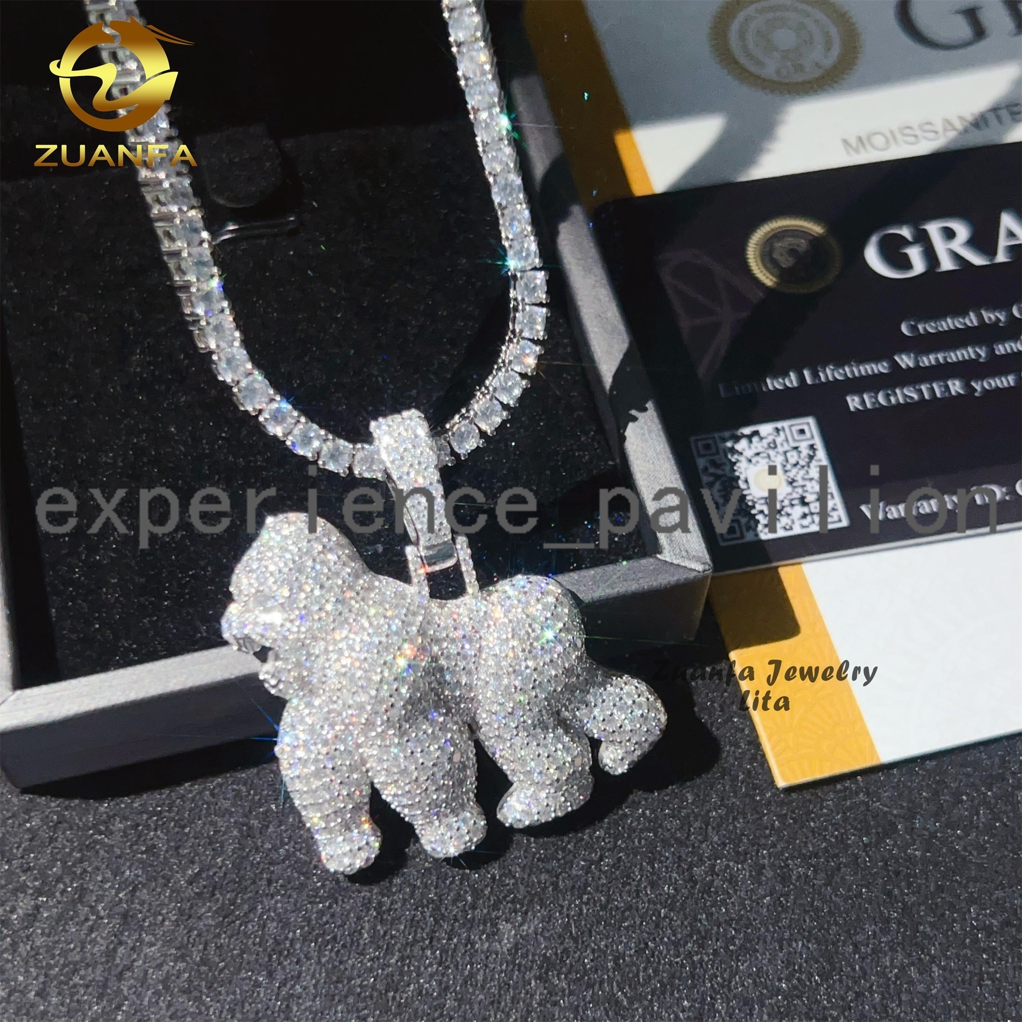 Personalized Custom Iced Out Top Quality 925 Sterling Silver VVS Moissanite Gorilla Hip Hop Pendant