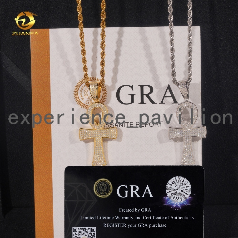 Silver 925 Fine Jewelry Custom Vvs Moissanite Hip Hop Iced Out Jewelry Necklace Cross Pendant