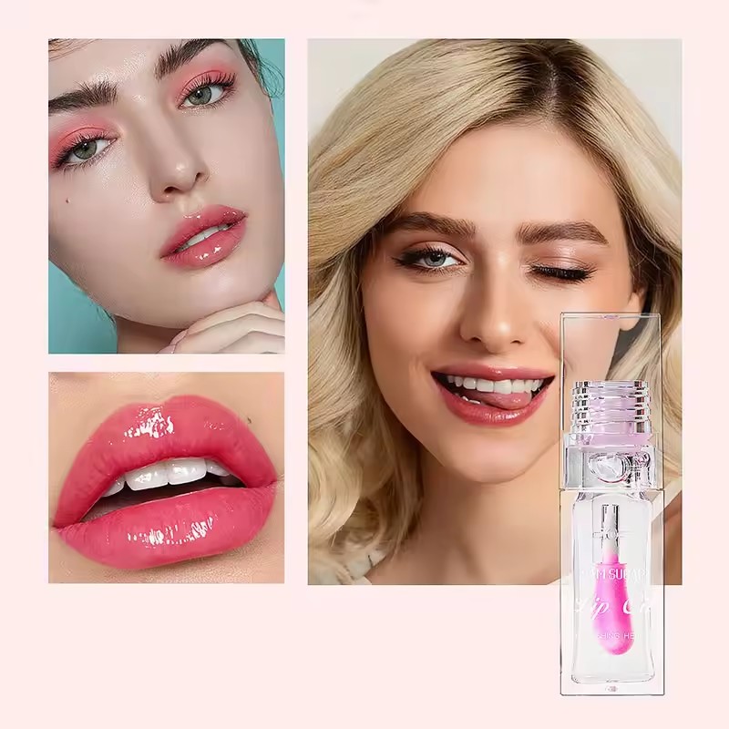 Color Changing Lip Oil Moisturizing Nourishing Soft Brush Head Smooth Translucent Non-Sticky 3D sparkles like a river of stars