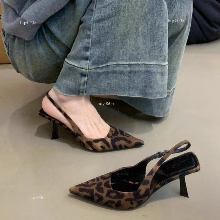 Top brand high-quality new free designer shoes with soft soles, non tiring feet, fresh and elegant high heels, well-known new super fairy leopard prin