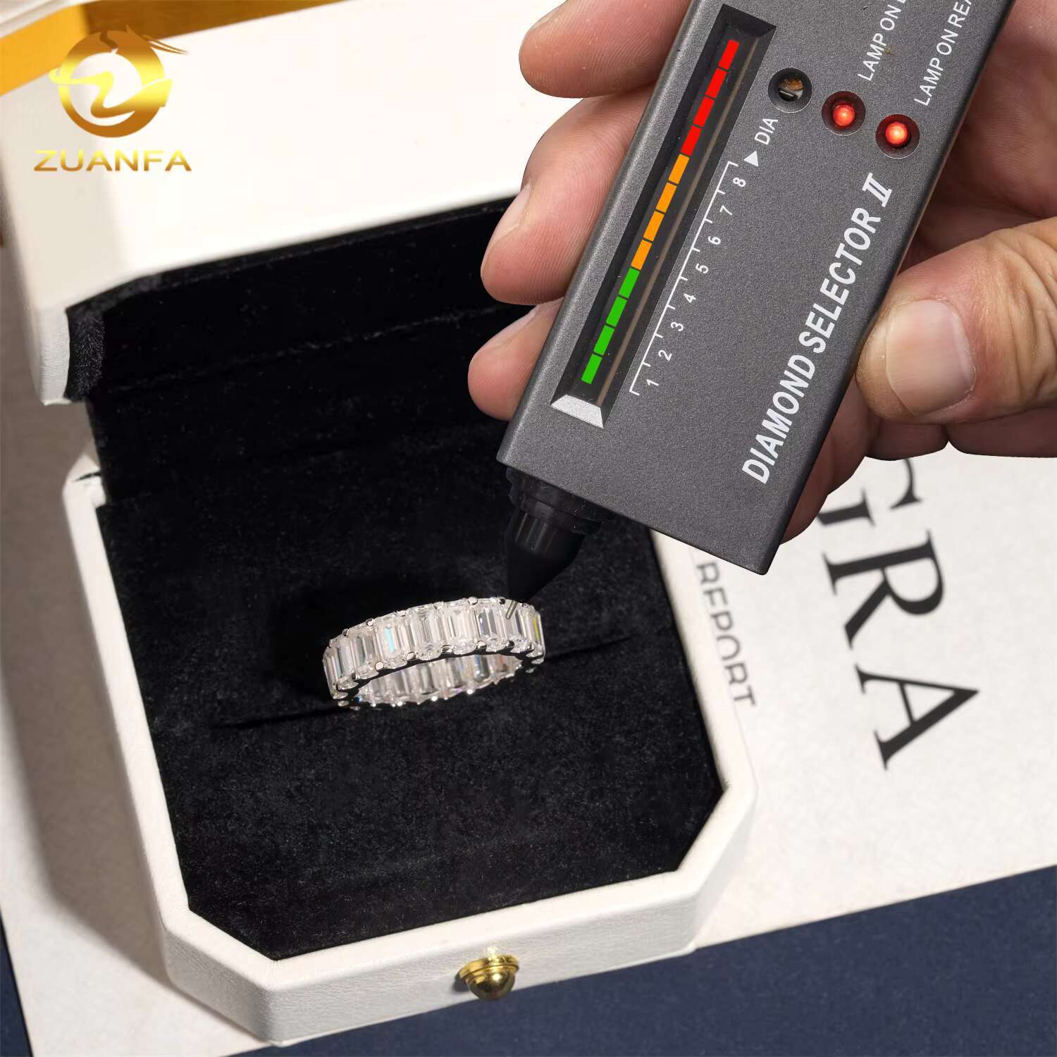 Solid 925 Silver Moissasnite Eternity Ring Iced Out Engagement Rings Emearld Cut Women Men Rapper Jewelry