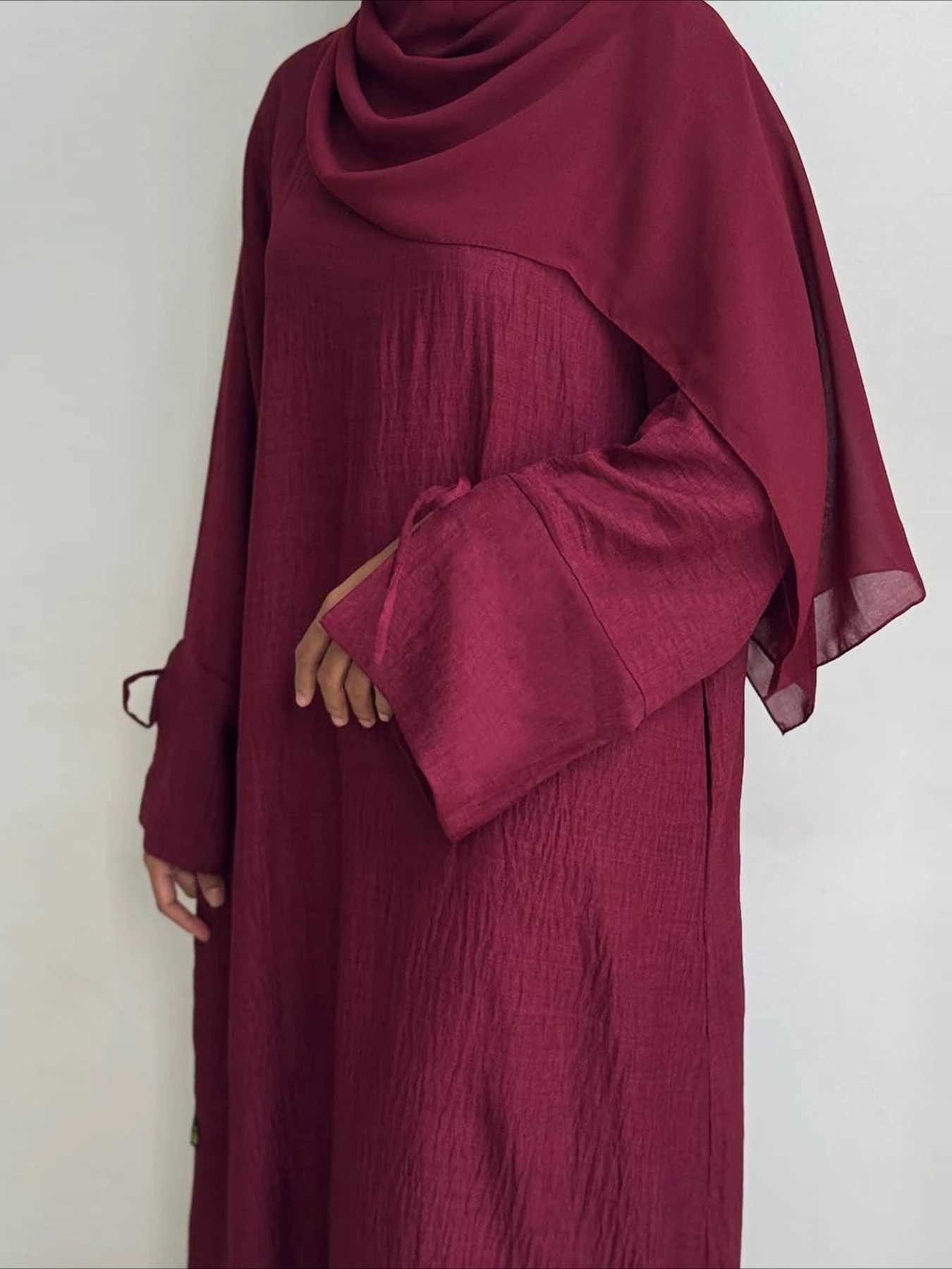 Muslim Abaya Women Dress Solid bow Jalabiya Eid 2025 Ramadan Morocco Islam Vestidos Largos Arab Long Robe Dubai Abayas Kaftan X250514