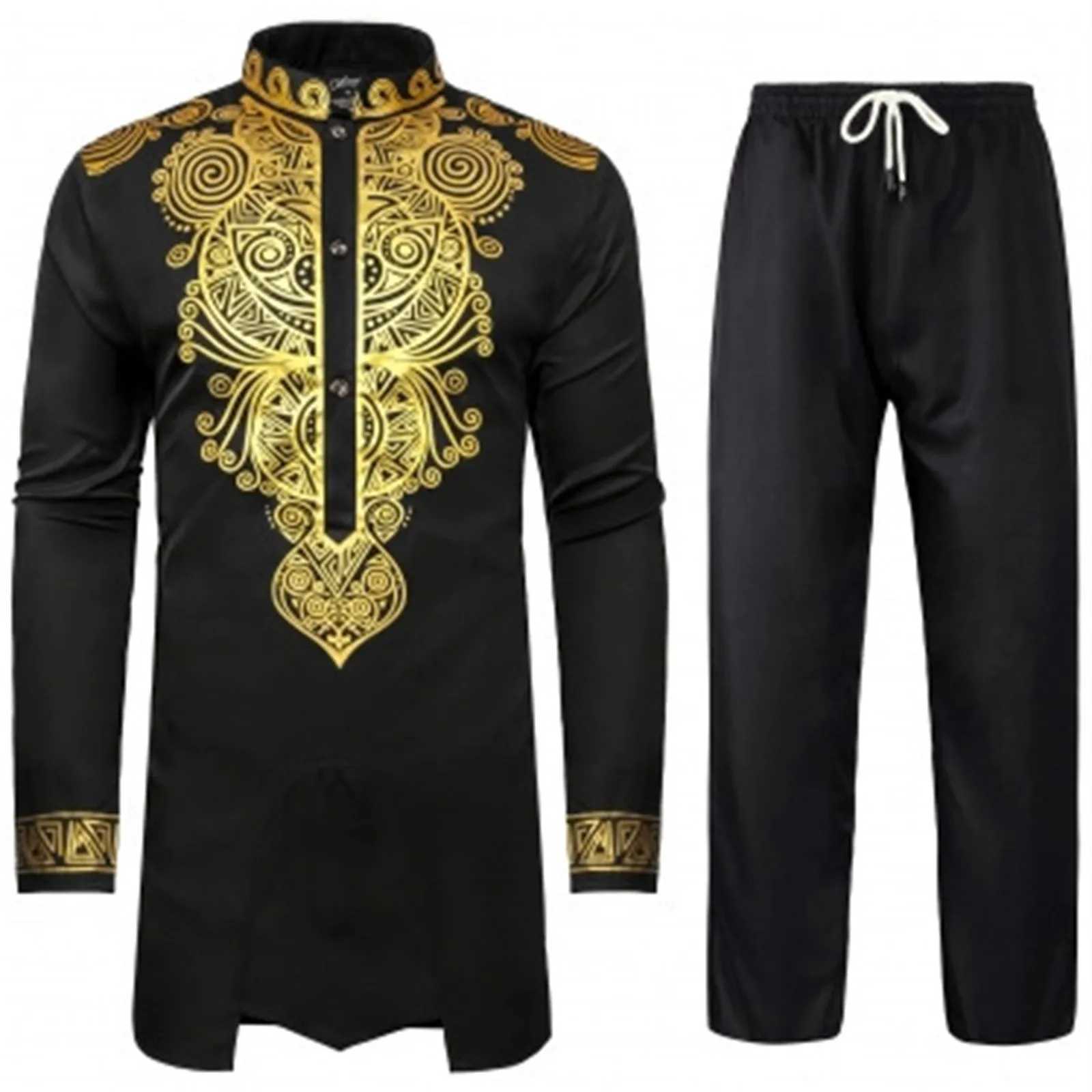 Middle East Traditional Culture Muslim Robe Arab Mens Traditional Clothing 3d Technology Printed Pattern Two Piece Set Clothing X250514