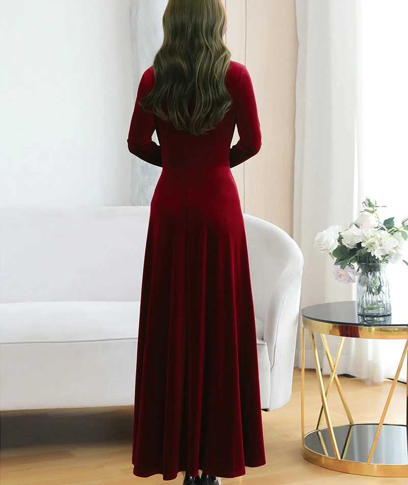 Christmas Wedding Bridesmaid Party Long Dress Evening Elegant Velvet Formal Muslim Abaya Robe Gown Maxi Dress For Women Clothin X250514