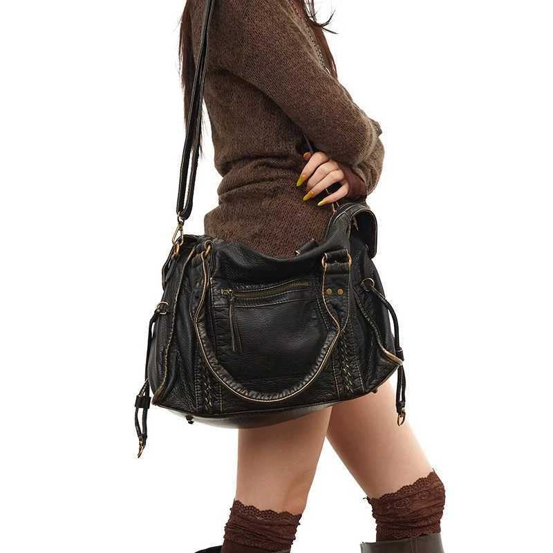 Vintage Large Capacity Tote Bag Wen Handbags Wed Soft Pu Leather Shoder Crossbody Bags Quality Motorcycle Bag Z250514