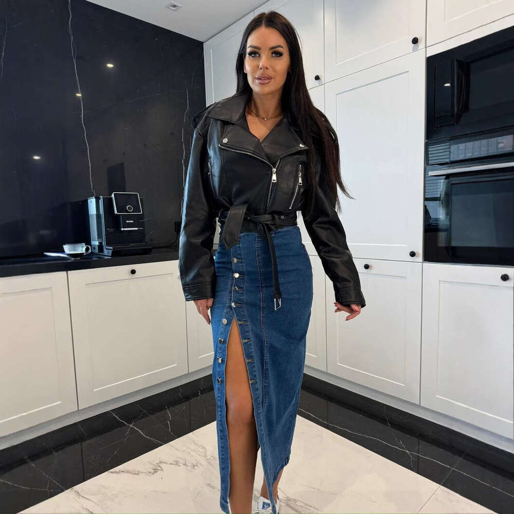 Dresses for Woman Party Summer Dress 2025 New Button Irregular Slit Half Body Denim Skirt High Waist Slim Fit Hip Hugging Skirt for Women