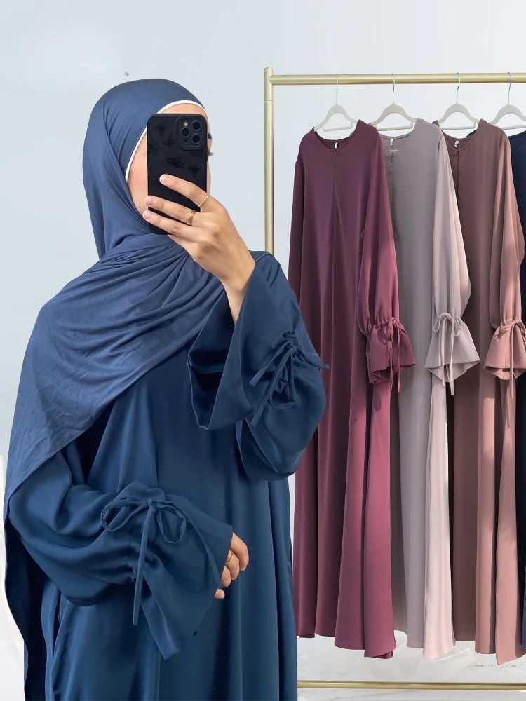 Eid Muslim Dress for Women Abaya Bow Jalabiya Ramadan Lace Up Vestidos Largos Islam Arab Long Robe Morocco Dubai Kaftan 2025 X250514