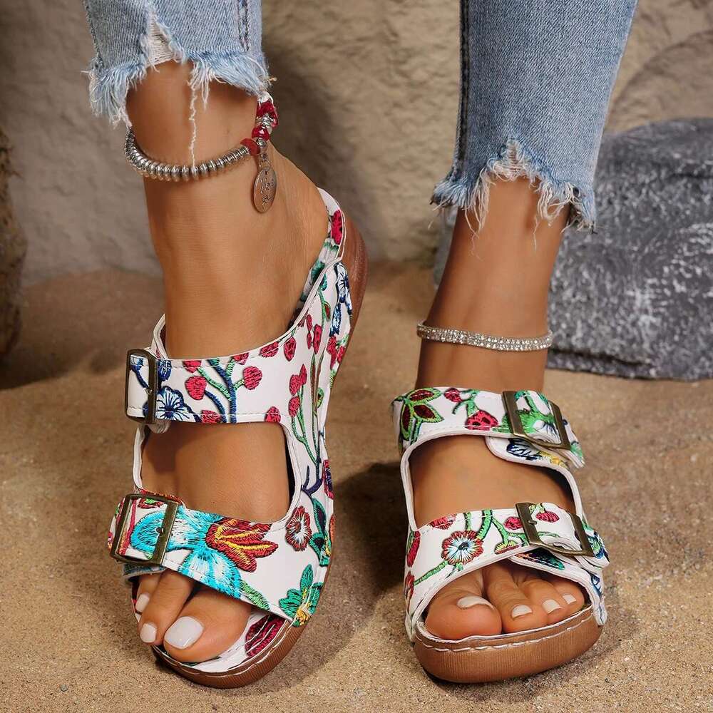 Orthopedic Wedge Heels Sandals Summer New Fashion Buckle Shoes for Casual Beach Slippers Home Slides Women