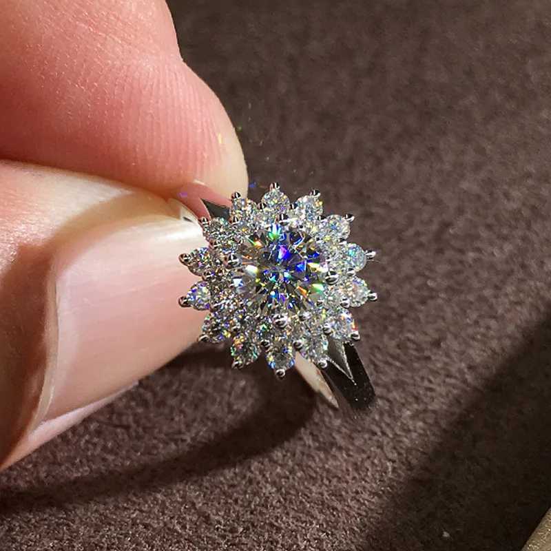 925 Sterling Silver Flower Rings For Woman AAA Cubic Zirconia Couple Zircon Wedding Rings Jewelry GiftsXJ250514