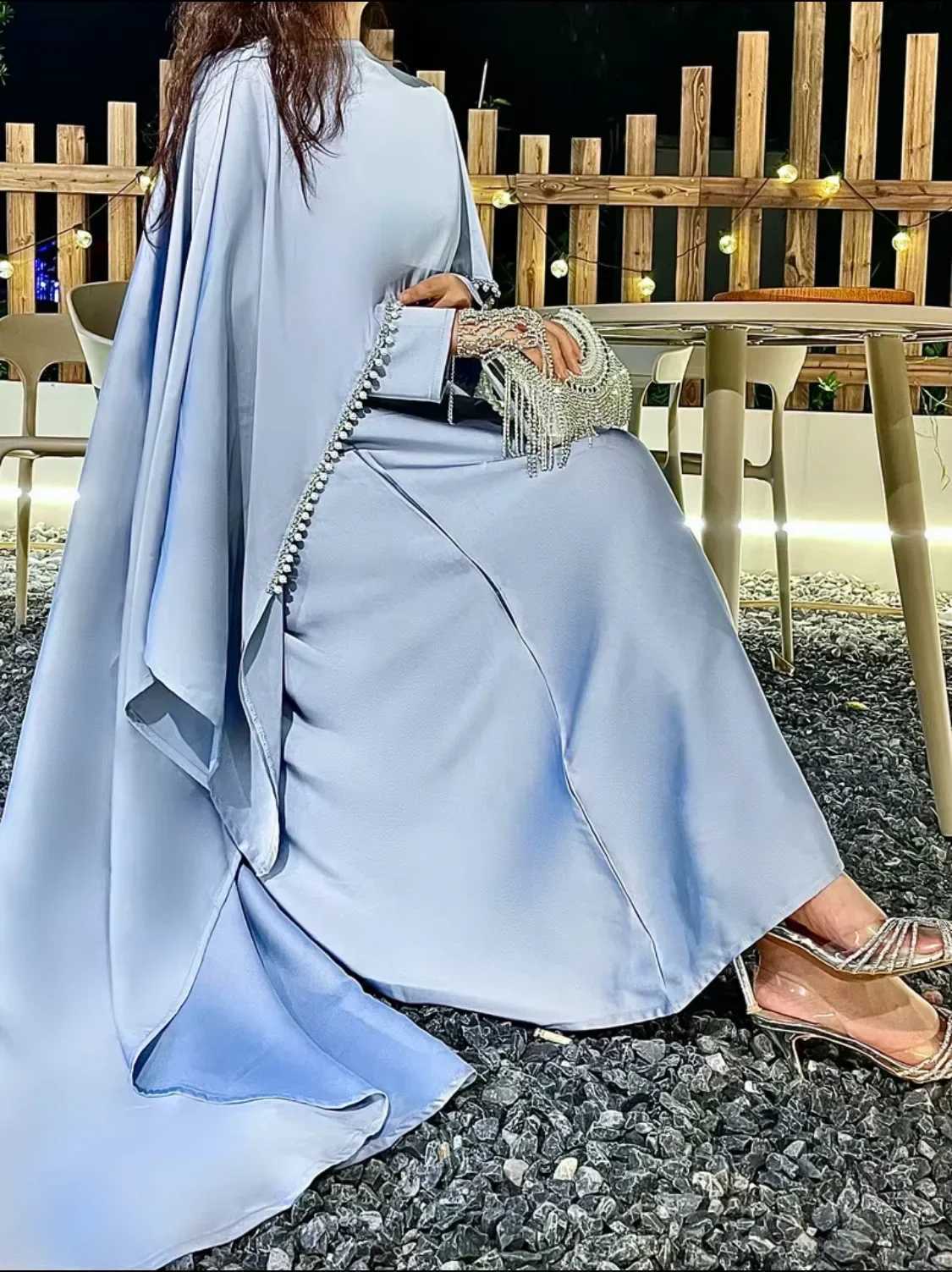 Modest White Beading Sequins Muslim Wedding Dresses Cape Bride Dress Elegant Long Slves Woman Bridal Party Gown Kaftan Vestido X250514