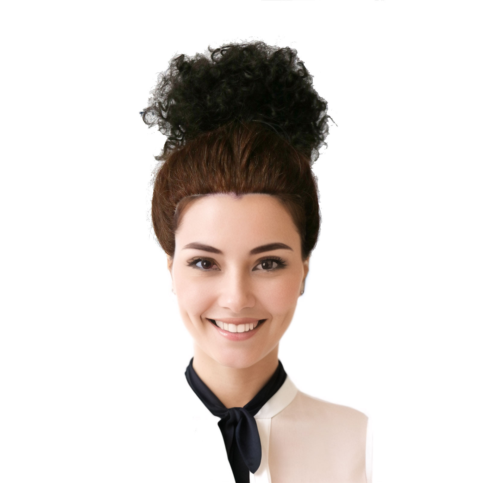 Pure Color Afro Puff Drawstring Ponytail Bun with Bangs-Heat Resistant Synthetic Kinky Curly Ponytail Updo Hair Extensions with Two Clips, Curly Women