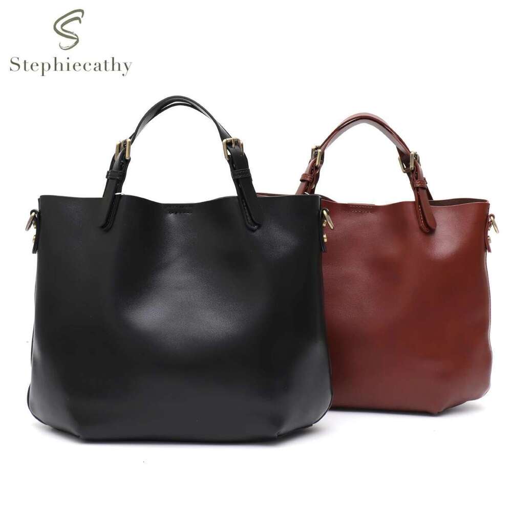 Women Vintage Elegant Real Leather Top-Handle Bag Solid Color Minimalist Style Tote Shoulder Cross Body Handbag Zip Liner Purse 250515 250515 250515