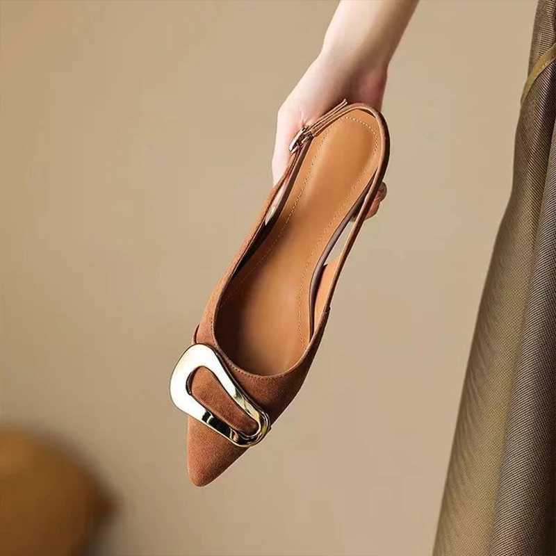 Suede Women Shoes Pointed Toe Fashion Sandals New Slingback Designer Dress Slippers Casual Slides Chaussure Femme W250514