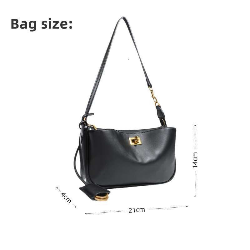 2025 New Designer Rodeo Shoulder Leather Black Handbag Women's Fashion Gold Buckle Underarm Bag