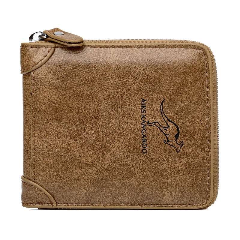 Leather Mens Wallet MensPurse Male Zipper Card Holders with Coin Pocket Rfid Wallets Gifts for Men Money Bag