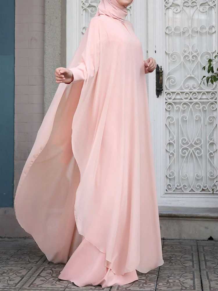 ZANZEA Women Chiffon Abaya Eid Mubarek Muslim Dresses Robe Long Slve Hijab Vestidos Fashion Abayas For Women Isamic Clothing X250514