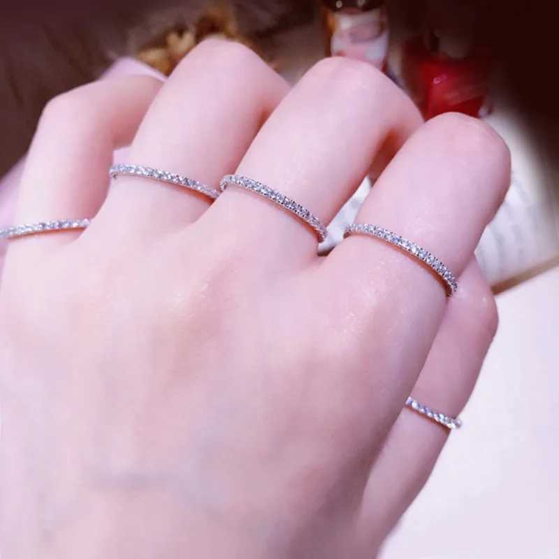 Eternity Pave Diamond cz Ring Real 925 sterling silver Jewelry Engagement Wedding band Rings for Women Bridal Charm Party BijouXJ250514