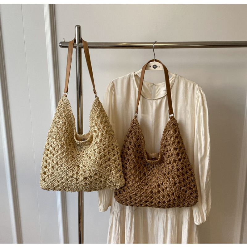 Designer Handbag Internet Celebrity Women S New Hollow Out Design Beach Vacation Grass Woven Bag Versatile Single Shoulder Tote Bag Mini Storage Bag F