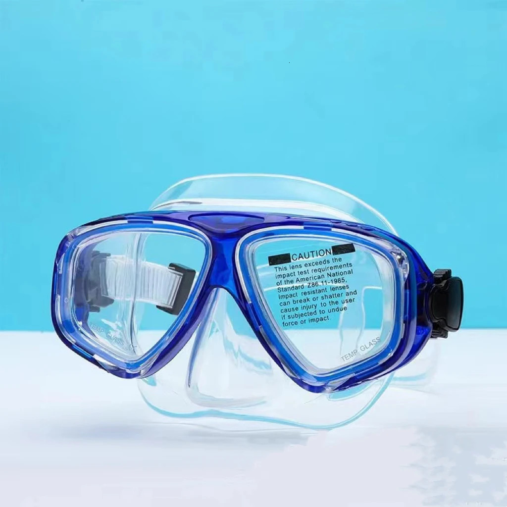 Snorkel Mask Swimming Goggles Scuba Diving Silicone Skirt Tempered Glass Len Wide View Training With Nose Cover Adjustable Strap 250514