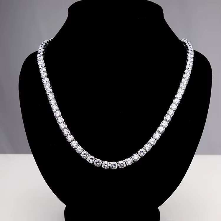 Sier white rose gold ice plated CZ jewelry tennis necklace men's women's hip-hop network chain