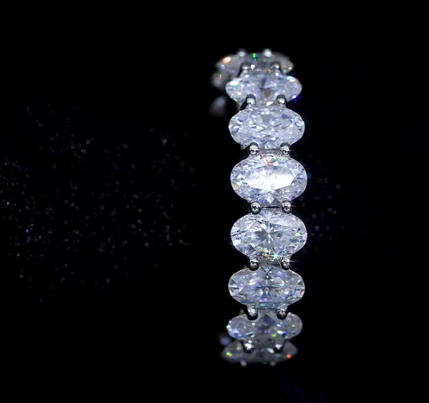 Oval Shape Diamond 925 Sterling Silver With Vvs Moissanite Hip Hop Ring Moissanite Jewelry Moissanite Iced Out Ring