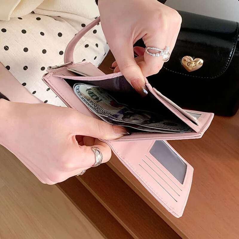 New Women's Wallets Female PU Leather Ladies Short Zipper & Hasp Purses Large Capacity Money Bag Solid Coin Card Holders