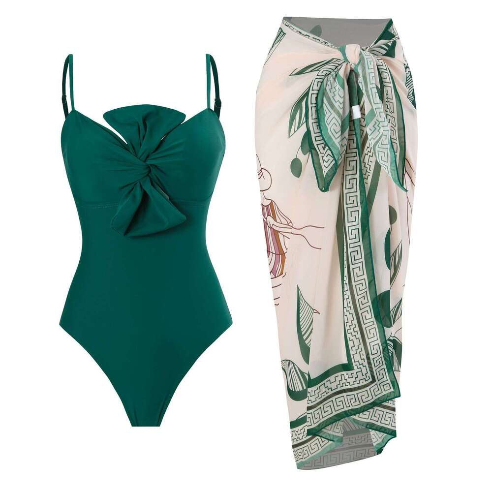 solid color one-piece for women, European American French retro cover belly slimming swimsuit set, 2025 new style, chic and elegant clothing