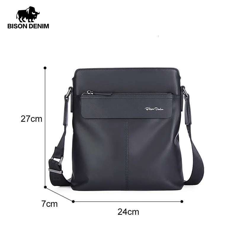 BISON DENIM Genuine Leather Shoulder High Quality Cowhide Crossbody Bag For Men Business Messenger Bags 2023 New