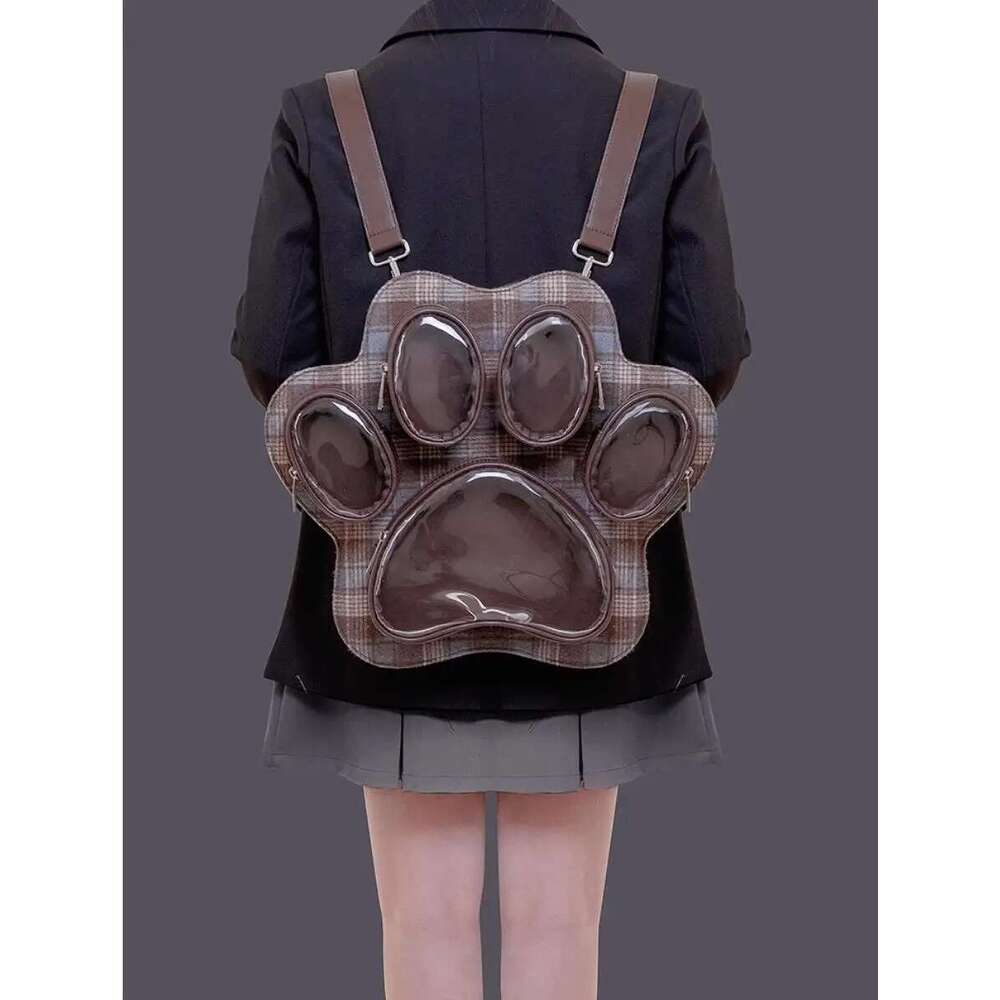 College Dog/Cat Claw Shape Pain Cartoon Large Capacity Adult Backpack Unisex School Bag Doll