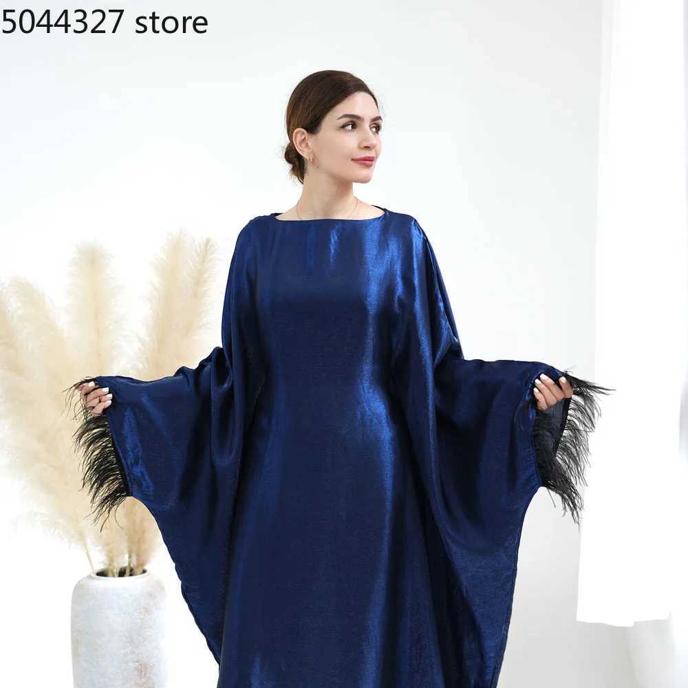 Closed Abaya Slves with Feather for Muslim Women Luxury Abayas Dress Islamic Clothing Saudi and Dubai X250514