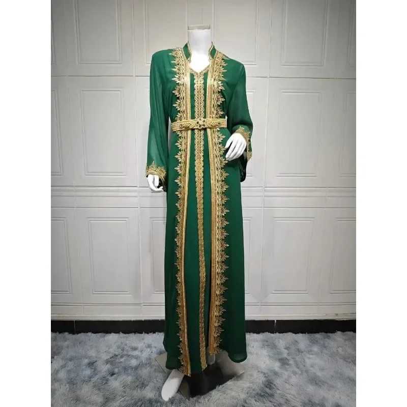 Eid Muslim Women Party Dresses 2 Piece Set Embroidery Arab Long Robe Ramadan Dubai Abayas Islam Kaftan Muslim Dress Women X250514