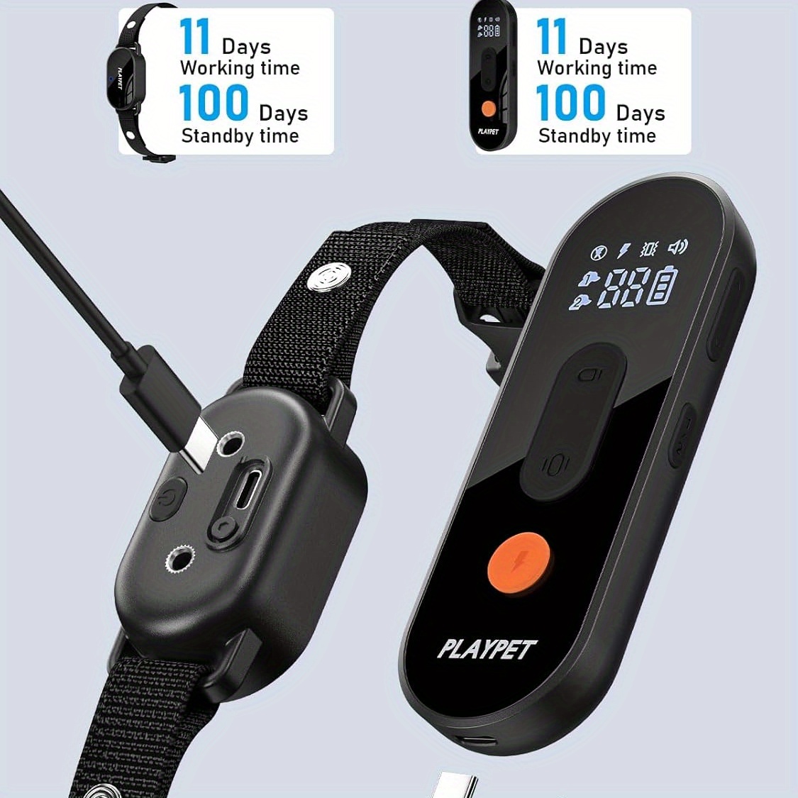 2000FT Rechargeable Dog Training Collar - Waterproof Electric Dog Shock Collar with Remote Range, 3 Training Modes for 5-120lbs Small Medium Large Dog