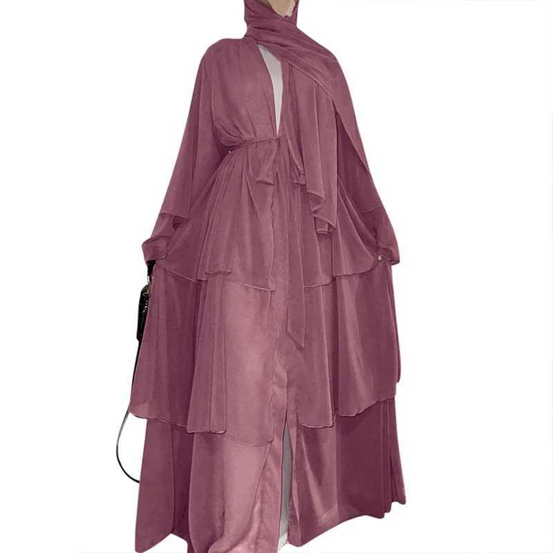 Chiffon Open Abaya Dubai Turkey Kaftan Muslim Cardigan Abayas Dresses For Women Casual Robe Kimono Femme Caftan Islam Clothing X250514