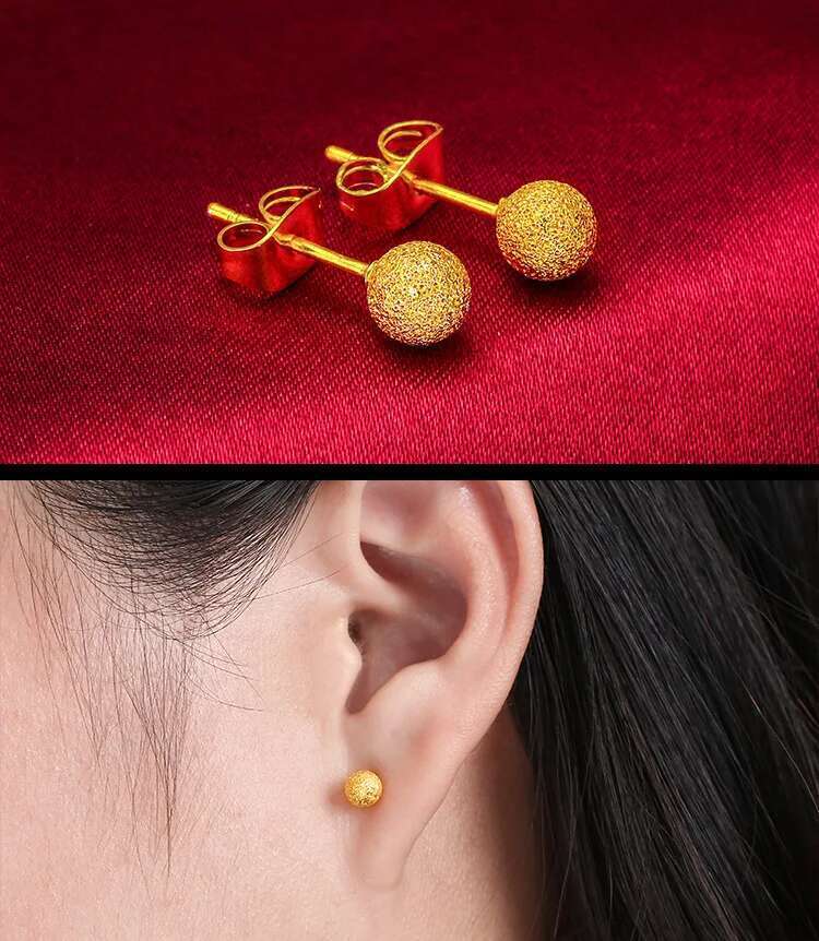 Gold Color Jewelry Sets For Women Big Buddha Bead Pendant Necklace Stud Earring 2Pcs Set Trendy Jewellery Accessories Bijoux