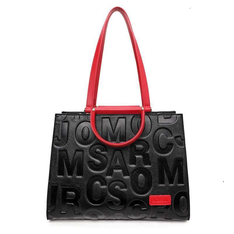 Aidrani Trendy Letter Pattern Contrasting Color Women's Handbag With Large Capacity Made Of High-Quality Cowhide