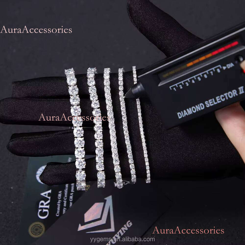 Ready to Ship Pass Dia Tester 2mm--6.5mm S Sier Women Men Fashion Bracelet GRA Moissanite Tennis Chain