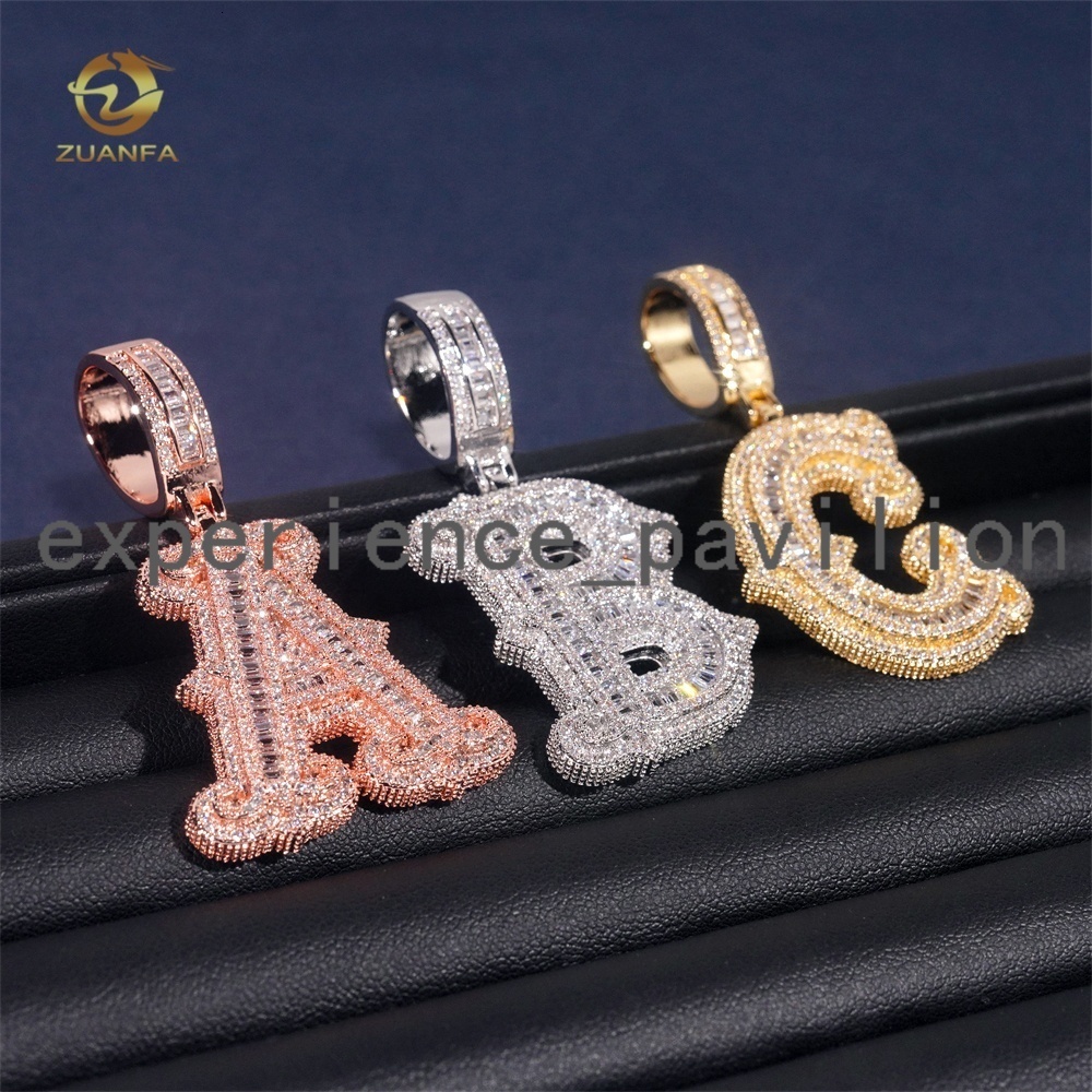 Top Quality GRA Certified Hip Hop Initial Iced Out 925 Sterling Silver Custom Moissanite Letter Pendant