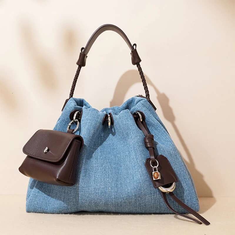 Denim Cloud Bag New Style Tassel Soft Fabric Brand Design Light Versatile Leisure Exquisite Commuting Underarm Handbag