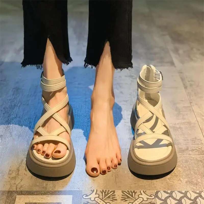 Women's Summer Chunky Platform Fashion Cross Strap Gladiator Shoes Woman Thick Bottom Wedge Heel Sandals for Women