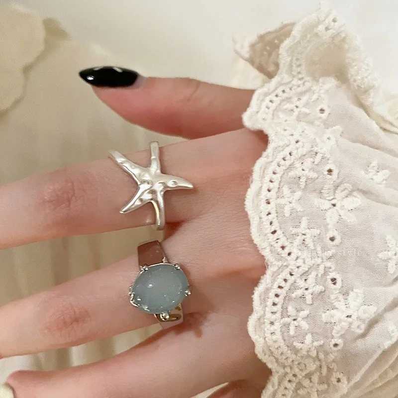 PANJBJ 925 Sterling Silver Geometry Crystal Ring For Women Couple Minimalist Handmade Simple Blue Stone Jewelry Gift DropshipXJ250514