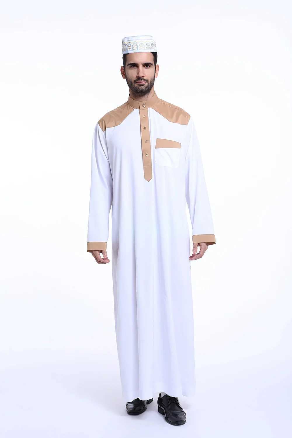 Saudi Arabic Men Jubba Thobe Muslim Long Sleeve Robe Thoub Eid Ramadan Dishdasha Traditional Clothing Islamic Prayer Abaya Dress X250514