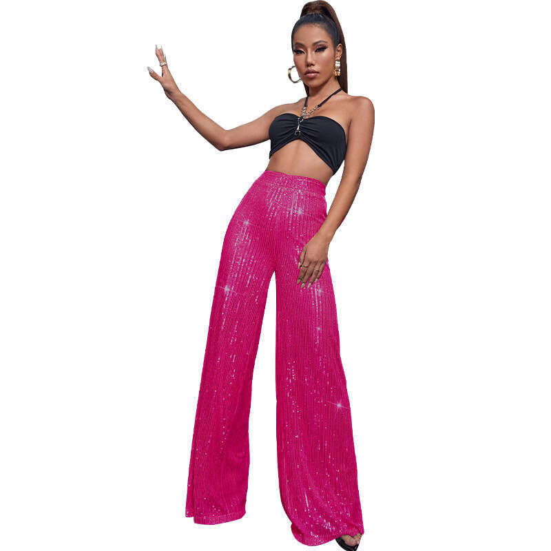 Women's Wear Women's High Waisted Fashionable Casual With Sequined Loose Drape And Wide Leg Pants For Summer Women